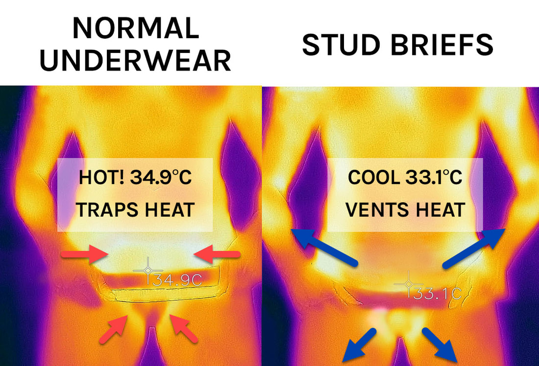 thermal map of cooling underwear vs normal underwear